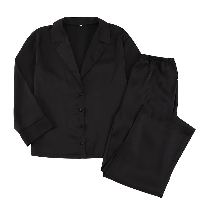 Noélya - Damen Pyjama-Set aus luxuriösem Satin mit Langarmshirt und langer Hose