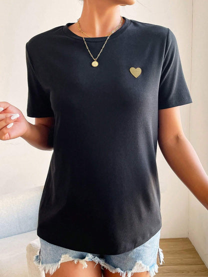 Méloria - Kurzarm T-Shirt mit Rundhalsausschnitt und Herz-Augen-Detail