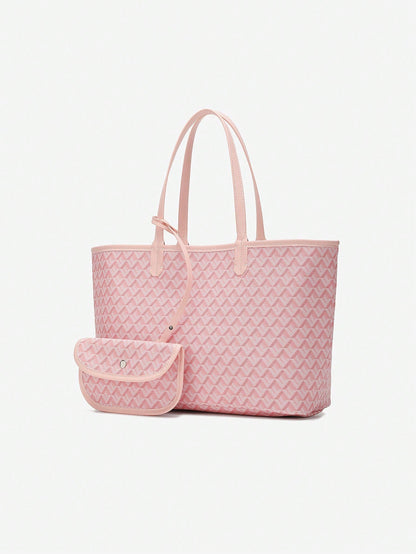 Déliane - Lässige Handtasche für Frauen aus PVC mit zusätzlicher Tasche | Tote Bag | Große leichte Tasche für Studentinnen