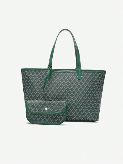 Déliane - Lässige Handtasche für Frauen aus PVC mit zusätzlicher Tasche | Tote Bag | Große leichte Tasche für Studentinnen