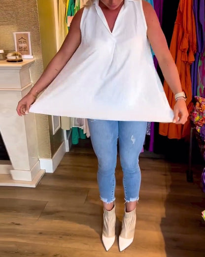 Lyséa - Ärmellose Lange Bluse, Leicht und Elegant für Frühling und Sommer, für Damen