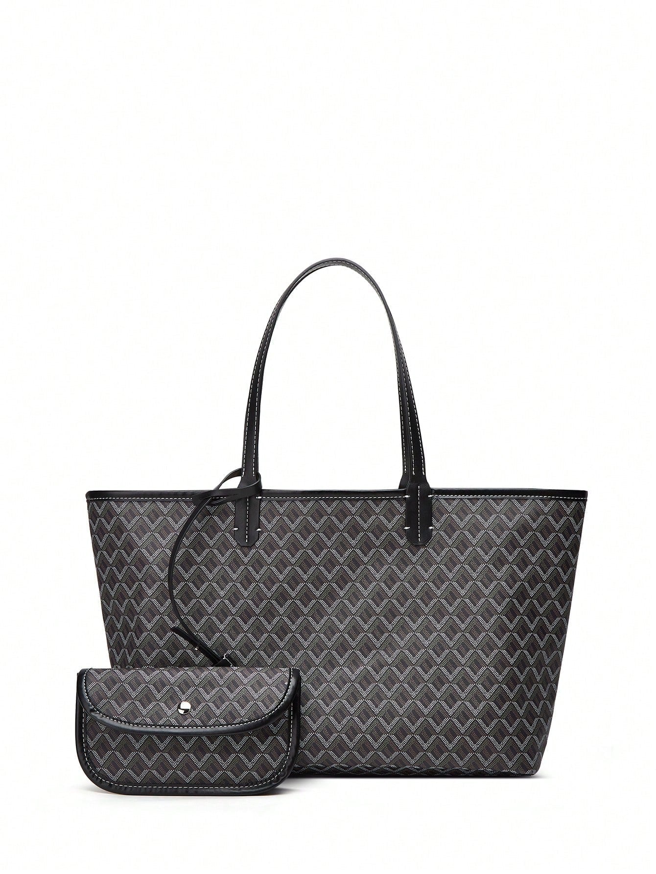 Déliane - Lässige Handtasche für Frauen aus PVC mit zusätzlicher Tasche | Tote Bag | Große leichte Tasche für Studentinnen
