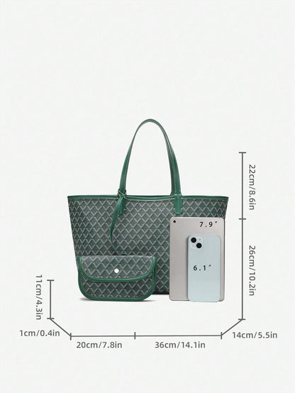 Déliane - Lässige Handtasche für Frauen aus PVC mit zusätzlicher Tasche | Tote Bag | Große leichte Tasche für Studentinnen
