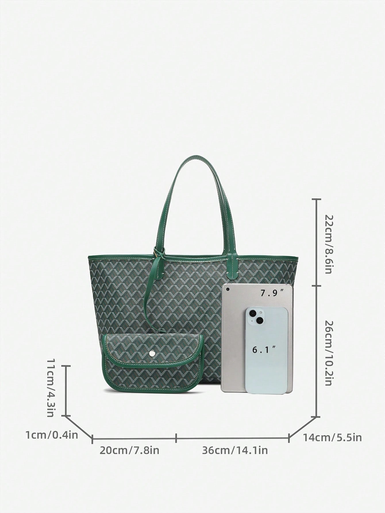 Déliane - Lässige Handtasche für Frauen aus PVC mit zusätzlicher Tasche | Tote Bag | Große leichte Tasche für Studentinnen