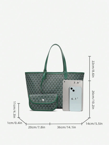Déliane - Lässige Handtasche für Frauen aus PVC mit zusätzlicher Tasche | Tote Bag | Große leichte Tasche für Studentinnen
