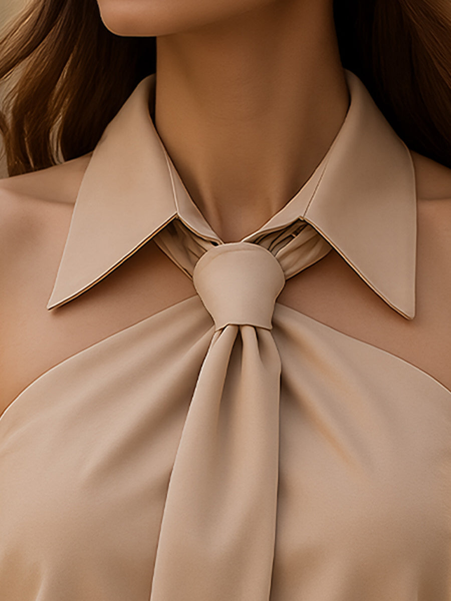 Clémence - Ärmellose Bluse mit Halterkragen und Knoten-Detail für Frauen