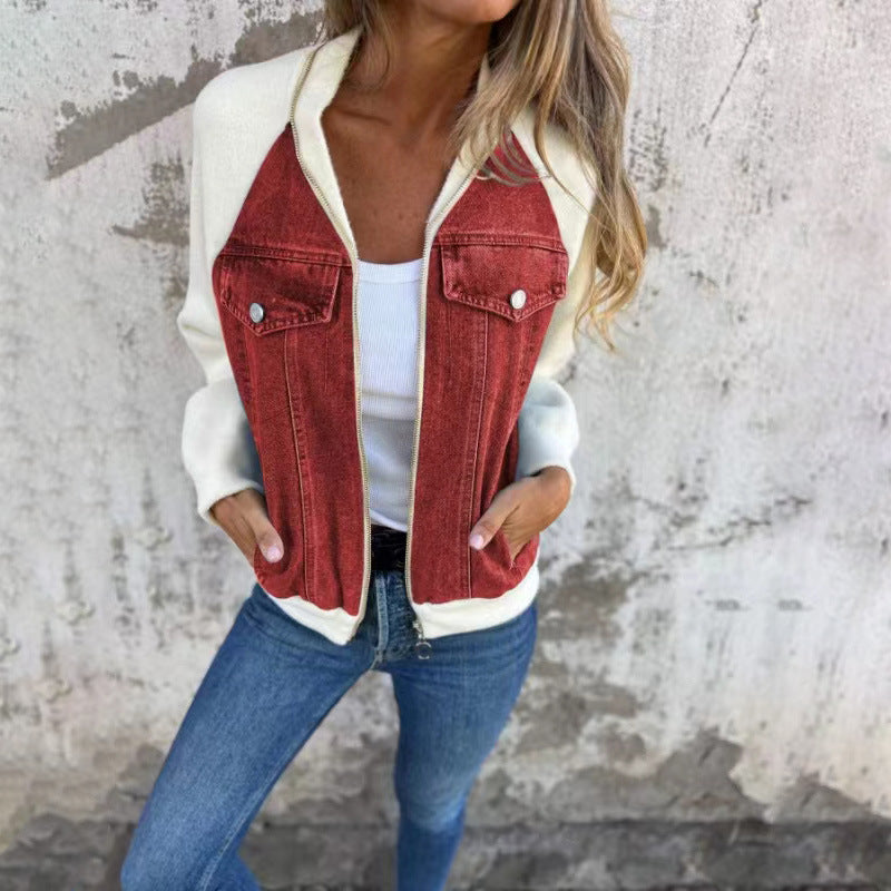 Aurélora - Weste für Frauen aus Denim und Jersey, mit Reißverschluss und Kapuze