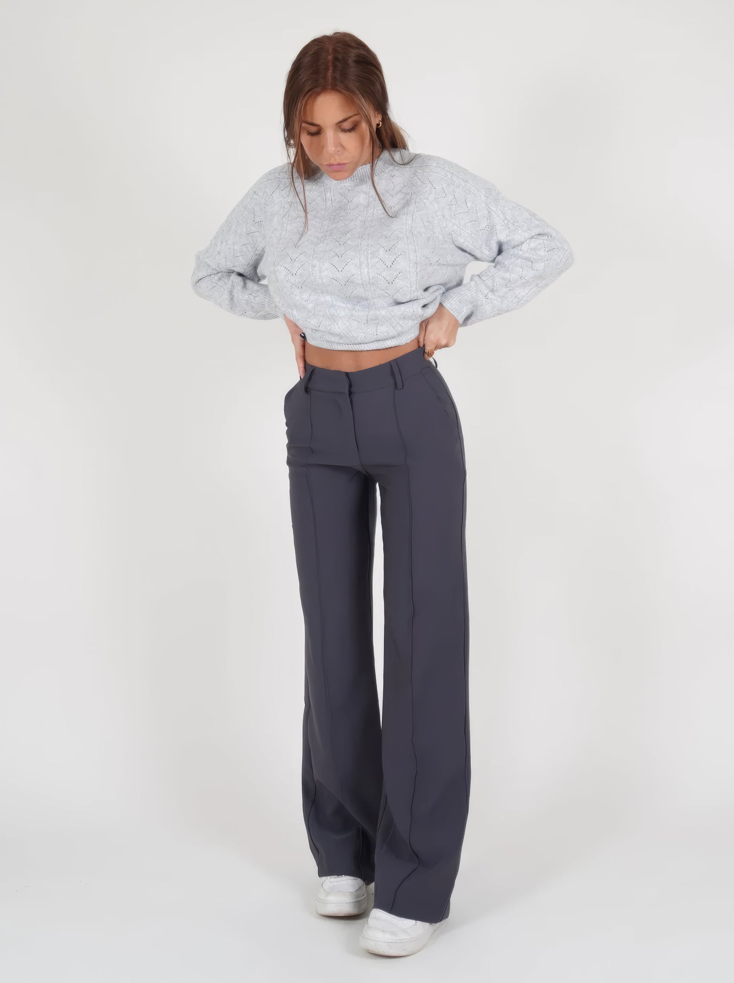 Floréa - Elegante Hochtaillierte Stretchhose mit Geradem Bein für Frauen