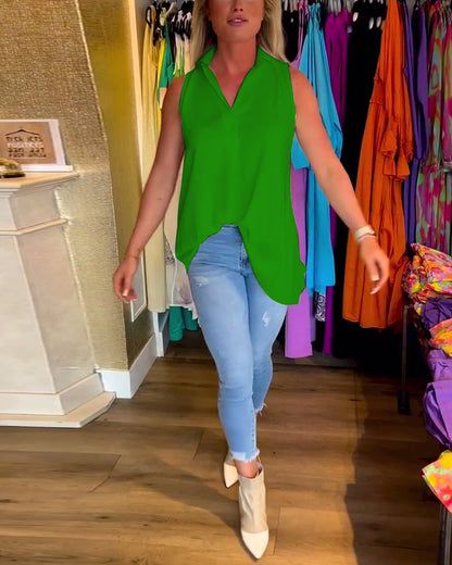 Lyséa - Ärmellose Lange Bluse, Leicht und Elegant für Frühling und Sommer, für Damen