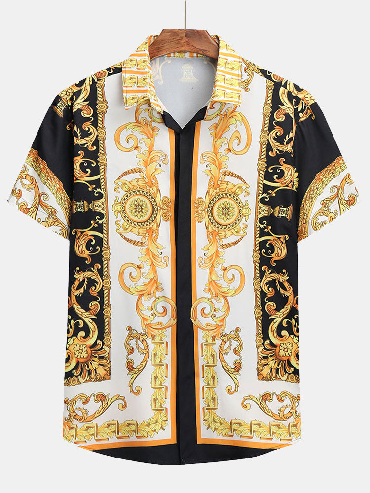 Stylisches Sommer Set mit Barock-Print – Kurzarm Hemd & Shorts für Herren