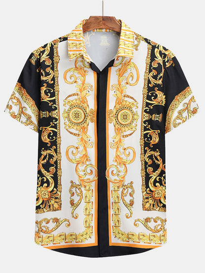 Stylisches Sommer Set mit Barock-Print – Kurzarm Hemd & Shorts für Herren