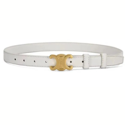 Héloïse - Schwarzer Leder-Gürtel mit Goldener Schnalle | Eleganz und Vielseitigkeit für Alle Anlässe