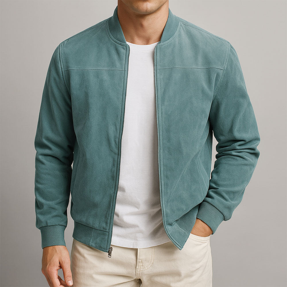 Herren Wildleder-Look Bomberjacke – Elegante Übergangsjacke Slim Fit & moderner Casual Style