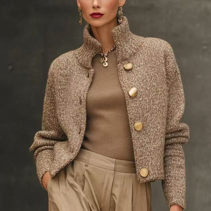 Isalys - Elegantes Business Casual Weste aus Wollmischung mit Stehkragen und Knöpfen