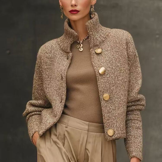 Isalys - Elegantes Business Casual Weste aus Wollmischung mit Stehkragen und Knöpfen