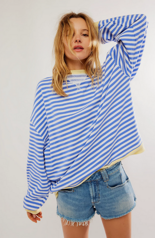 Oversize Damen Sweatshirt mit Streifen – Lässiger Pullover im Colorblock Look & weicher Komfort