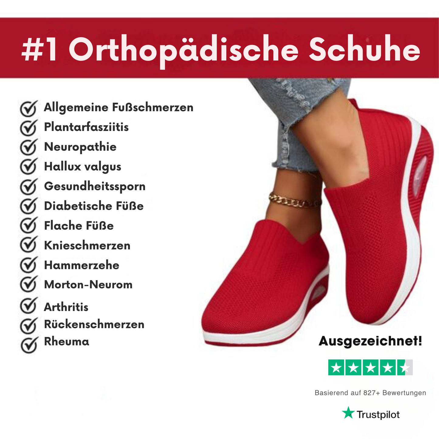 Orthopädische Slip-On Sneaker für Damen – Komfortable Air-Sohle & Schmerzlindernd