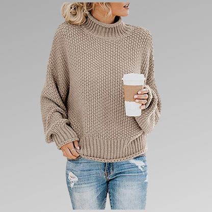 Emma - Weicher, Grobstrick-Pullover mit weitem Rollkragen für den Frühling