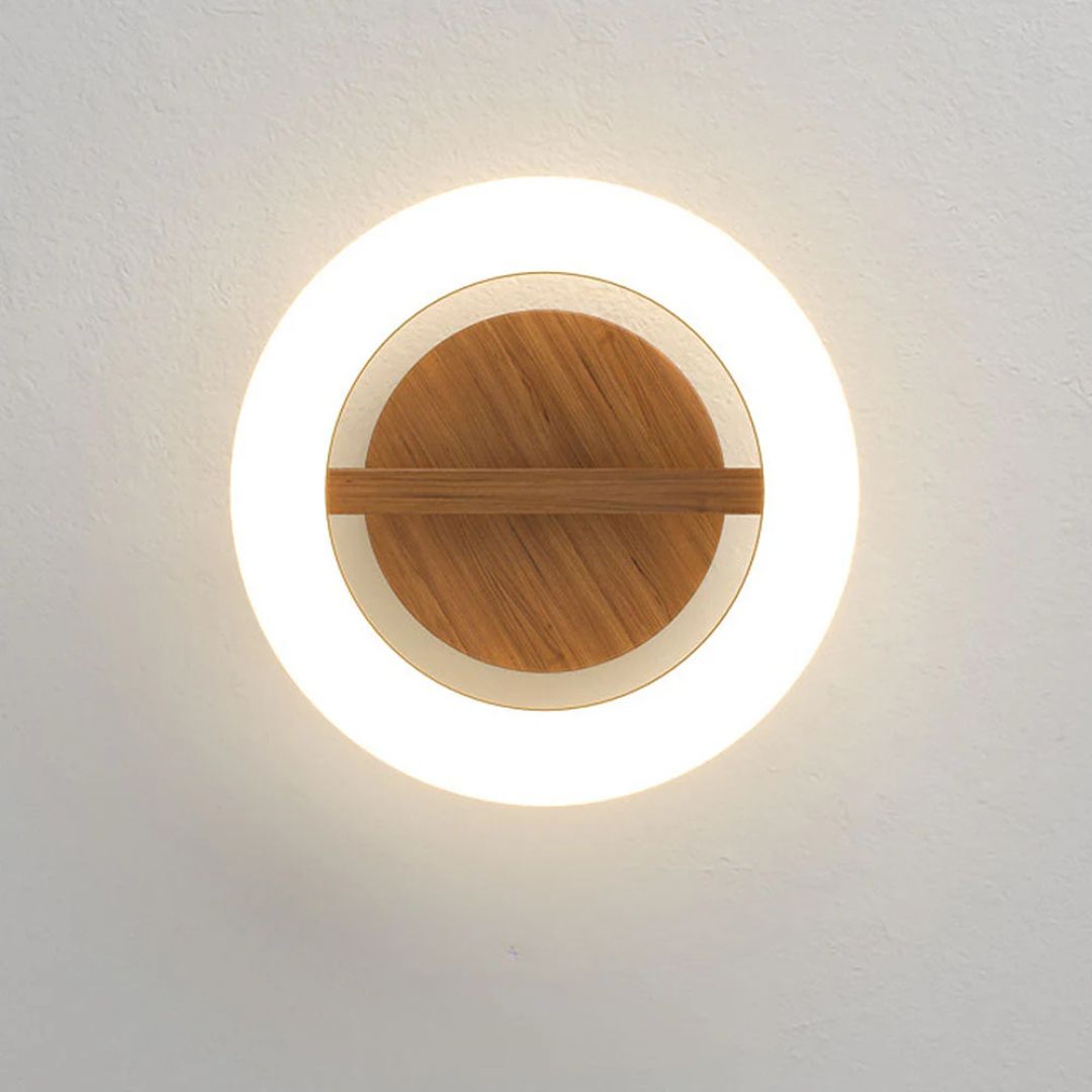Annelis - LED Deckenlampe Offener Ring mit Holzrahmen