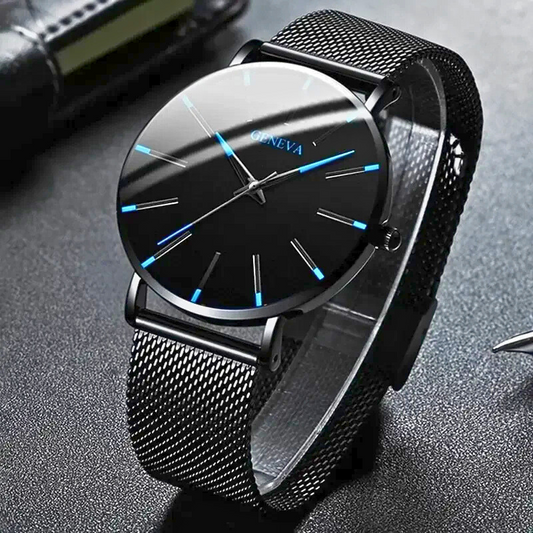 Minimalistische Herren Armbanduhr mit Edelstahl Mesh Band – Elegante Quarz Uhr im modernen Design