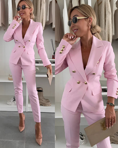 Hélène - Eleganter und Taillierter Blazer in Einfarbigen Farben mit Detaillierten Knöpfen für Damen