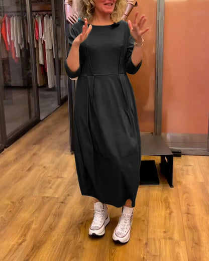 Sidonie - Bequeme und Figurbetonte Kleid mit Bootsausschnitt, Ausgestelltem Rock und Halbarm
