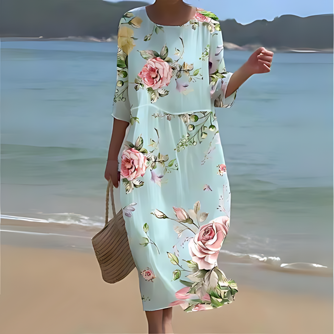 Briselle - Elegantes und Leichtes Maxikleid mit Floralprint und Halbarmen