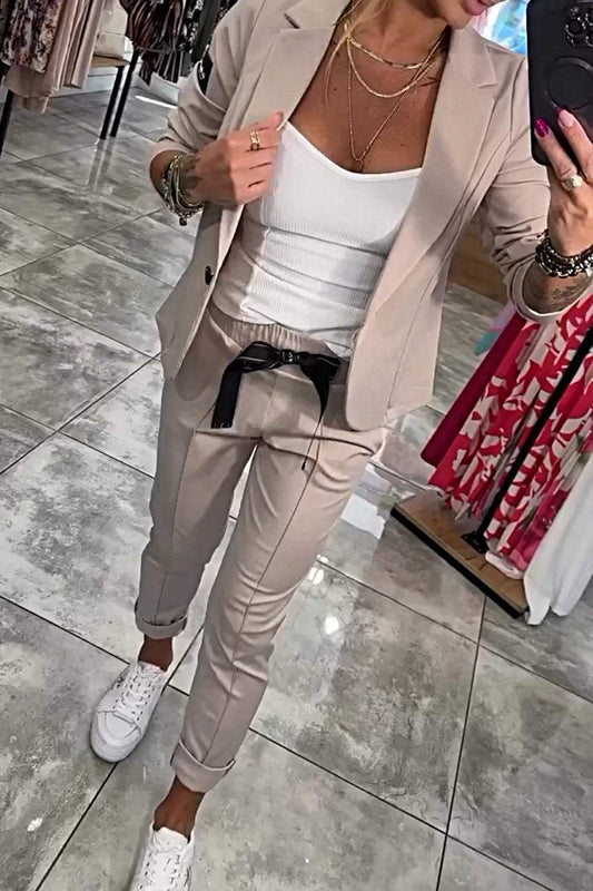 Modernes Damen Blazer-Set mit Stretchhose – Elegantes 2-teiliges Outfit für Büro & Freizeit