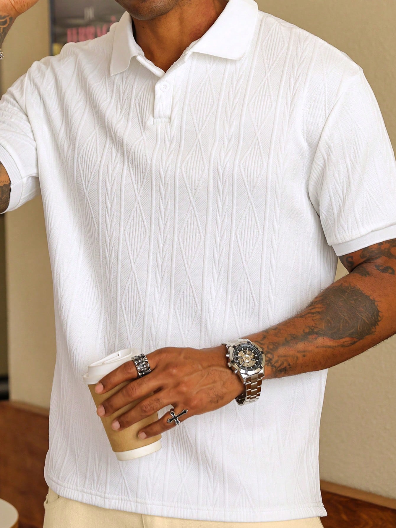Strukturiertes Polo-Shirt für Herren – Elegantes Kurzarmshirt atmungsaktiv & stilvoll
