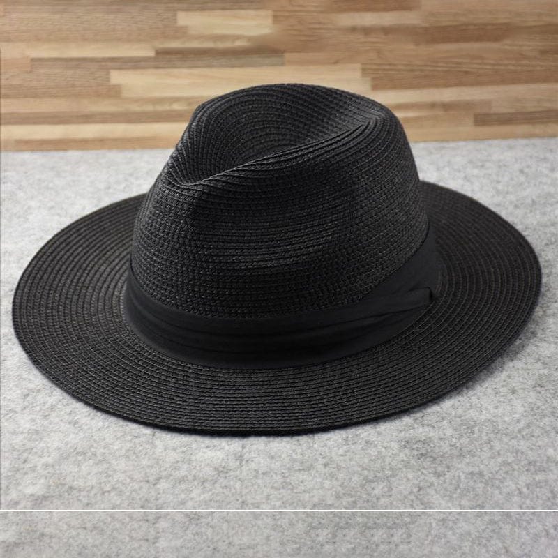 Klassischer Fedora Strohhut für Herren – Eleganter Sommerhut mit UV-Schutz & Reiseetui