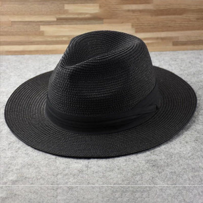 Klassischer Fedora Strohhut für Herren – Eleganter Sommerhut mit UV-Schutz & Reiseetui