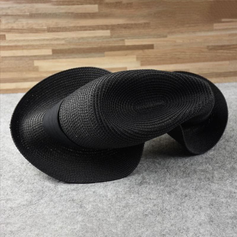 Klassischer Fedora Strohhut für Herren – Eleganter Sommerhut mit UV-Schutz & Reiseetui