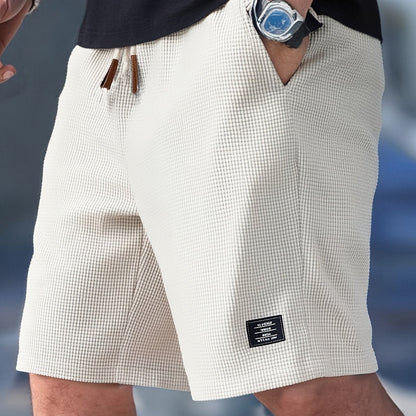 Strukturierte Freizeitshorts für Herren – Atmungsaktive Waffel-Shorts mit Kordelzug
