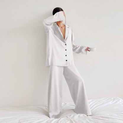 Noélya - Damen Pyjama-Set aus luxuriösem Satin mit Langarmshirt und langer Hose