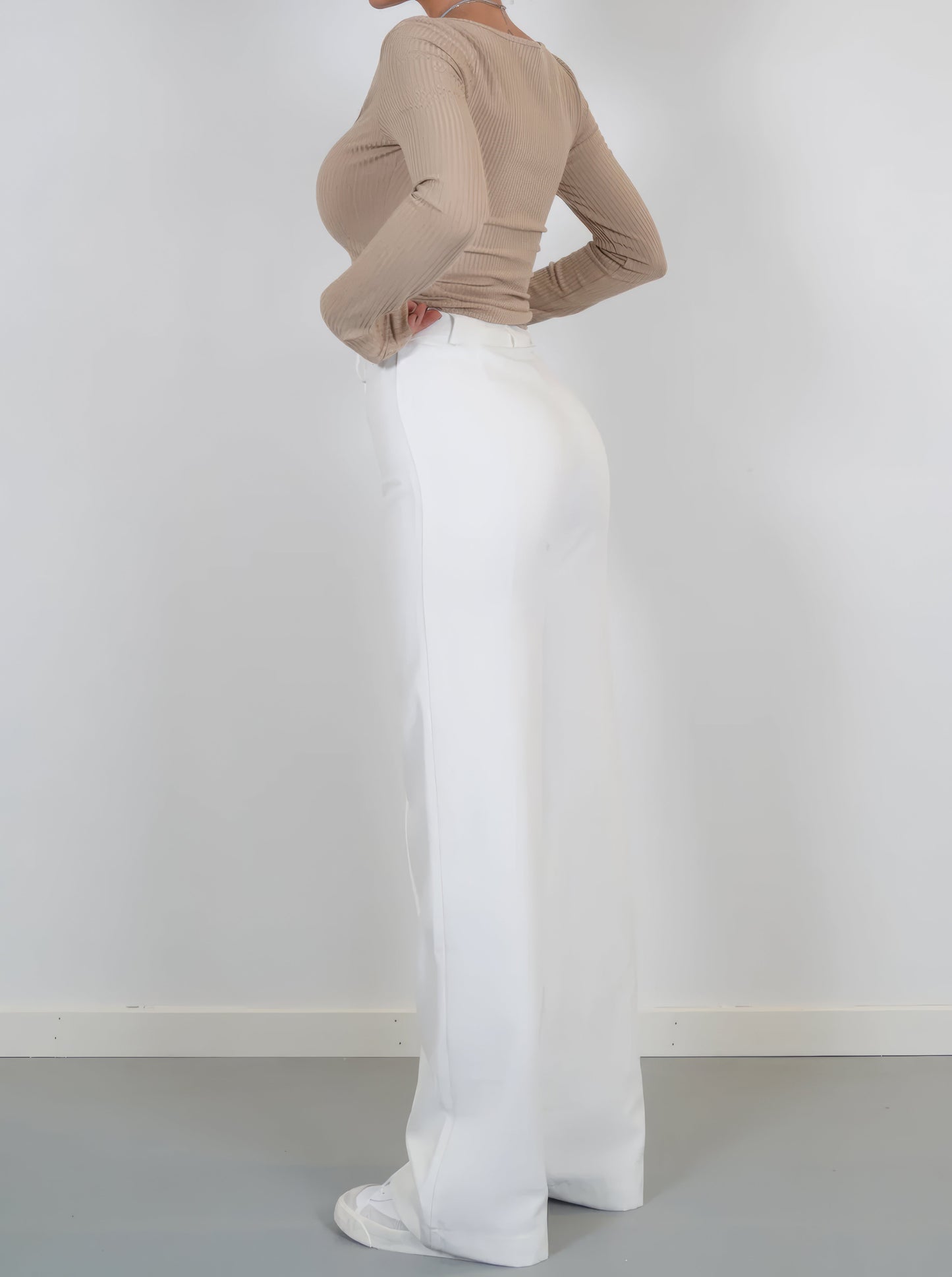 Floréa - Elegante Hochtaillierte Stretchhose mit Geradem Bein für Frauen