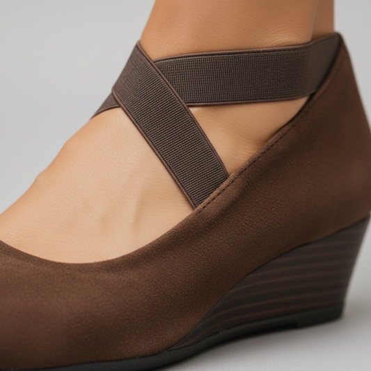 Renée - Orthopädische Schuhe mit Keilsohle für Damen mit Überkreuzten Elastikriemen
