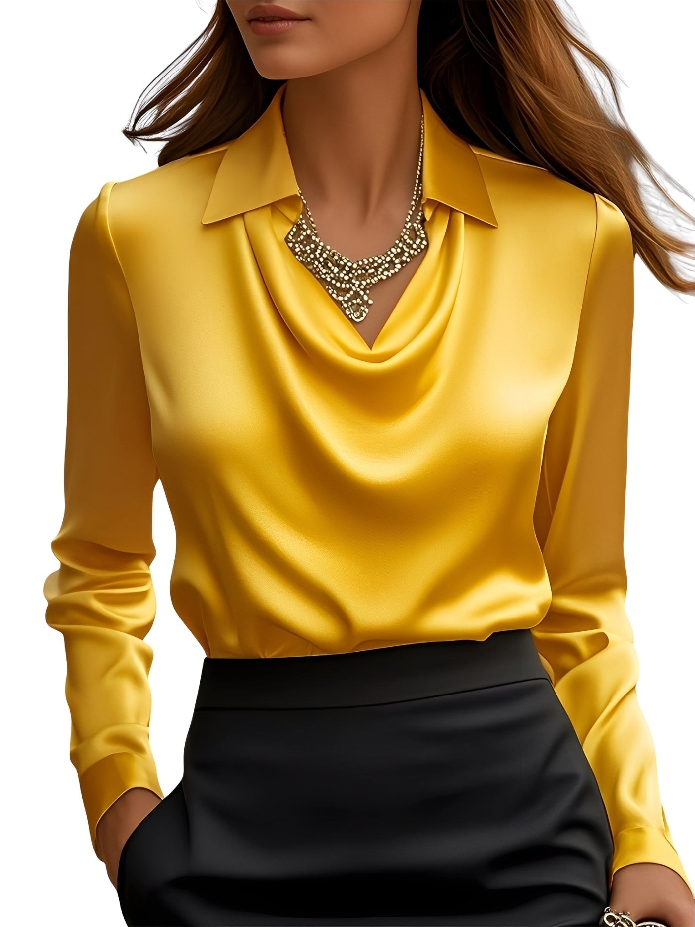 Diane - Elegante Satinbluse mit langen Ärmeln für Frauen
