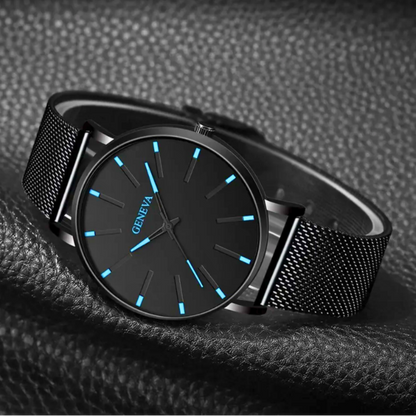 Minimalistische Herren Armbanduhr mit Edelstahl Mesh Band – Elegante Quarz Uhr im modernen Design