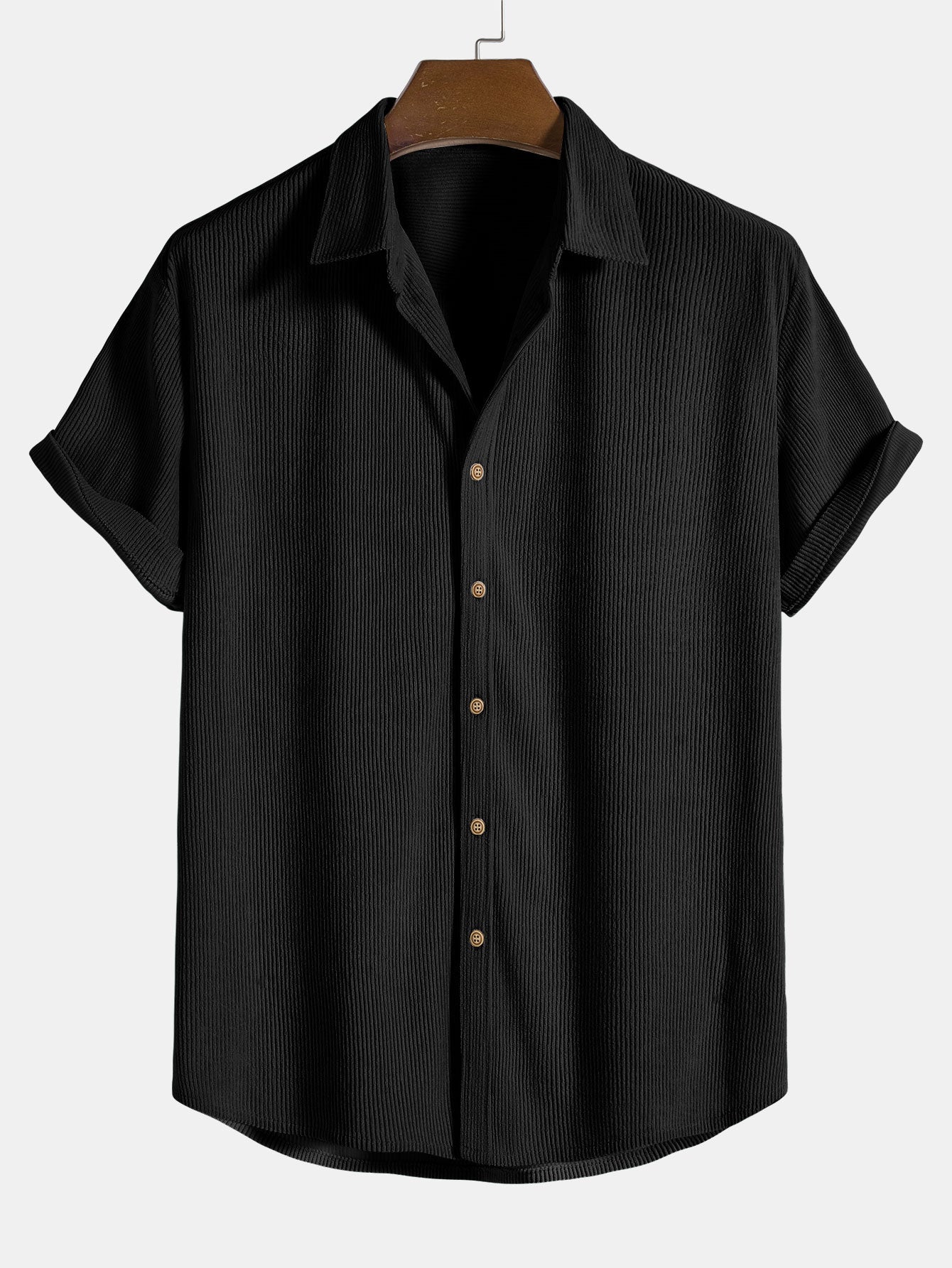 Sommer Set aus Kurzarm Hemd & Shorts – Strukturierter Freizeitlook atmungsaktiv für Herren