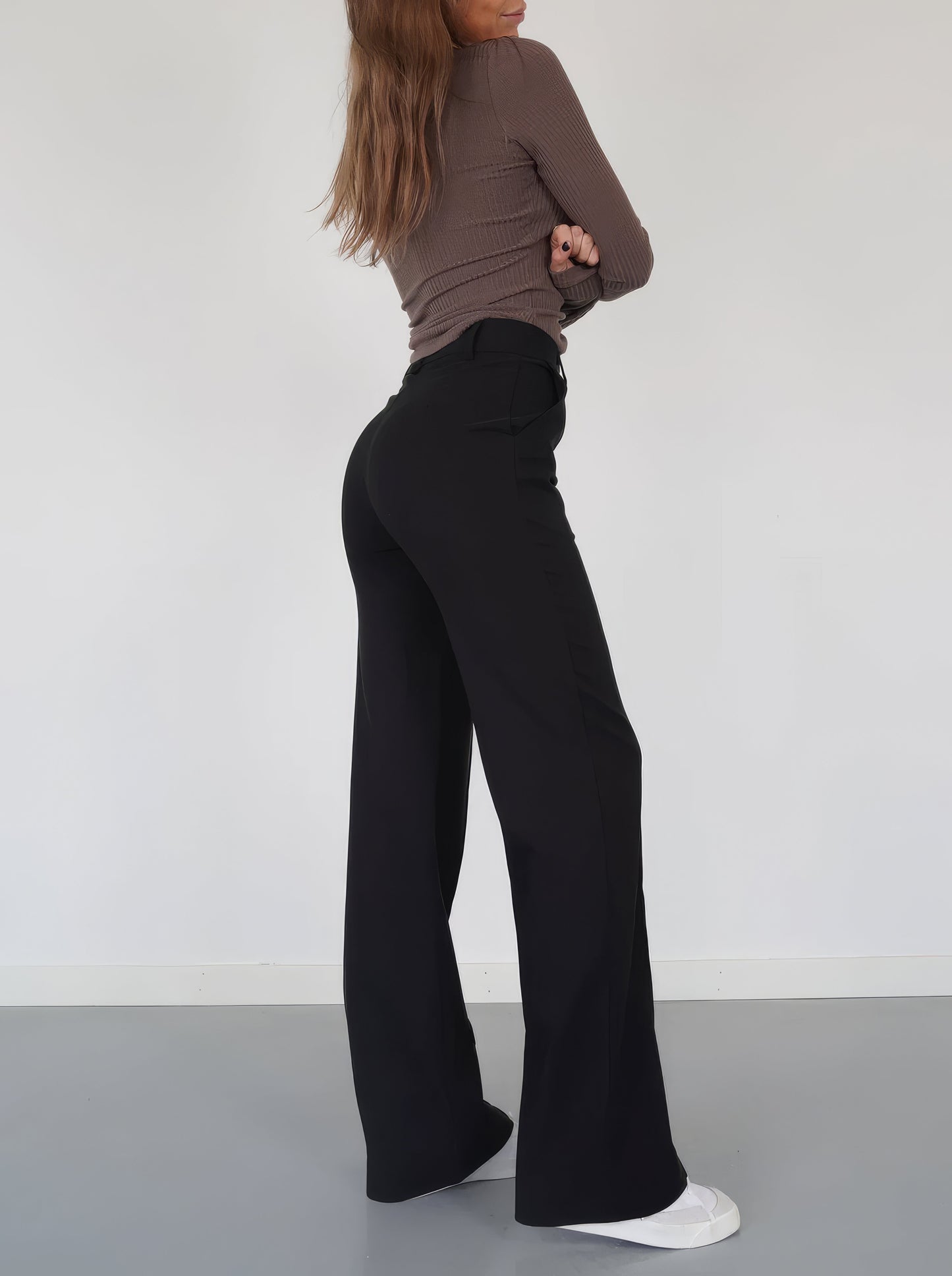 Floréa - Elegante Hochtaillierte Stretchhose mit Geradem Bein für Frauen