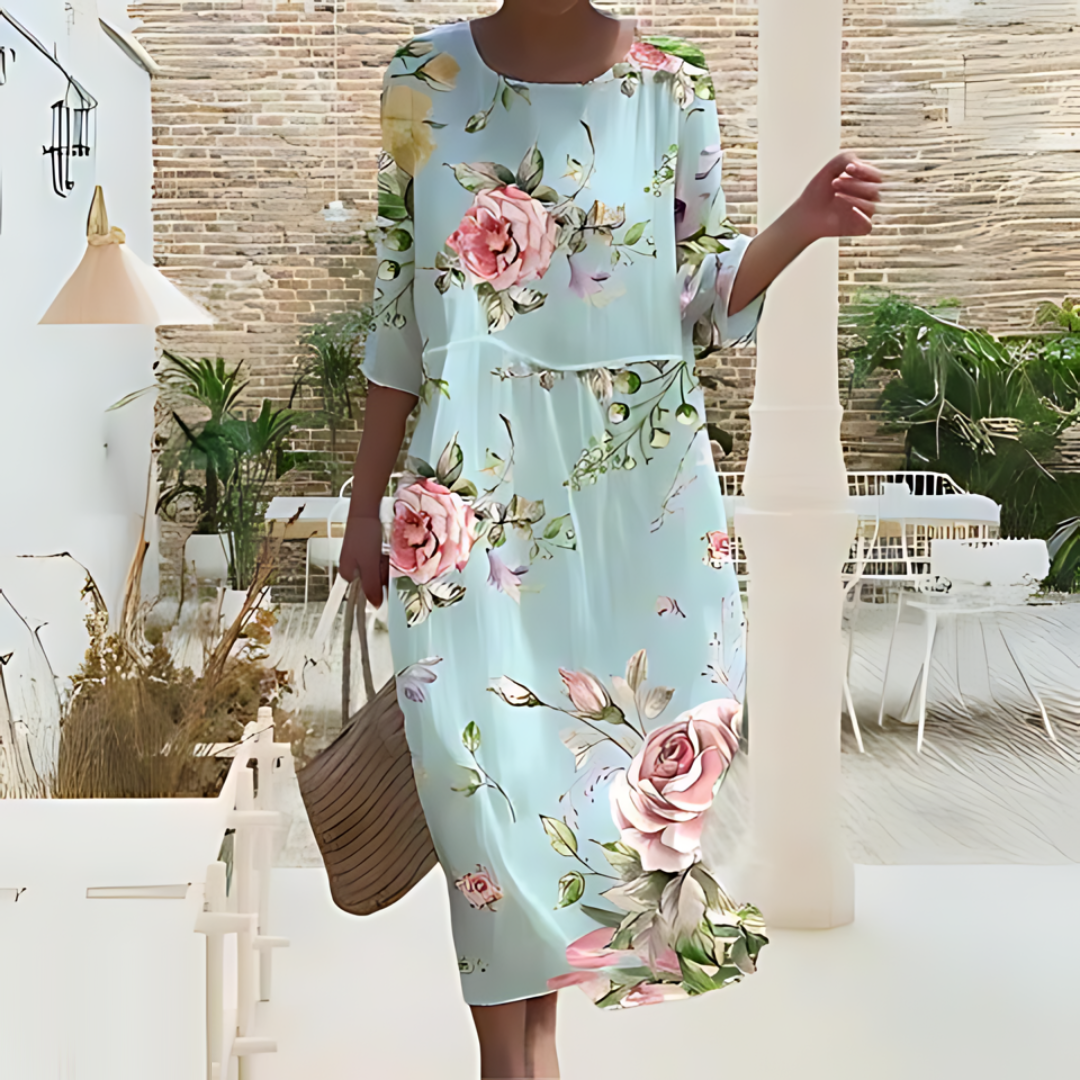 Briselle - Elegantes und Leichtes Maxikleid mit Floralprint und Halbarmen