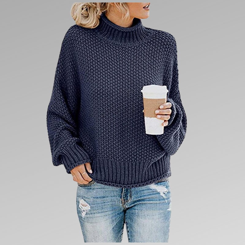 Emma - Weicher, Grobstrick-Pullover mit weitem Rollkragen für den Frühling