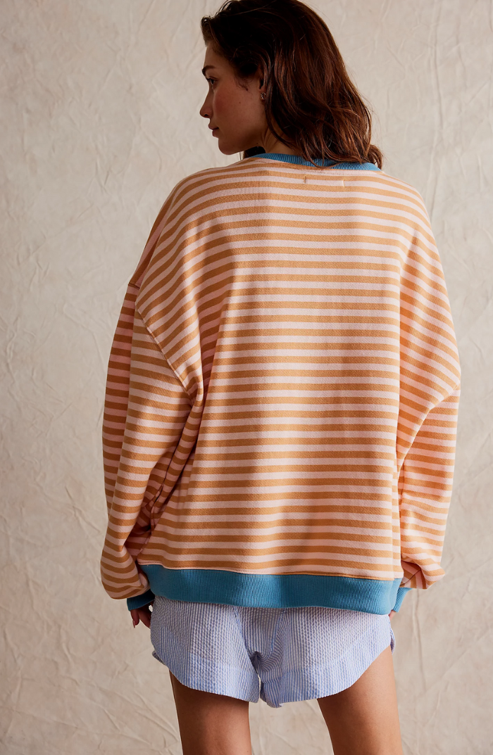 Oversize Damen Sweatshirt mit Streifen – Lässiger Pullover im Colorblock Look & weicher Komfort