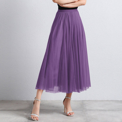 Eleganter Damen Tüllrock Midi – Hochtaillierter Plissee Rock für Stilvolle Looks