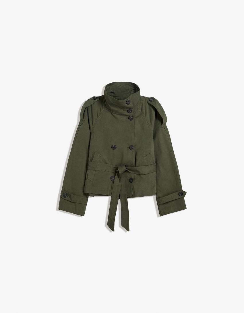 Elvire - Modischer Kurzer Frühlings-Trenchcoat für Frauen, Mit Knöpfen und Taillengürtel