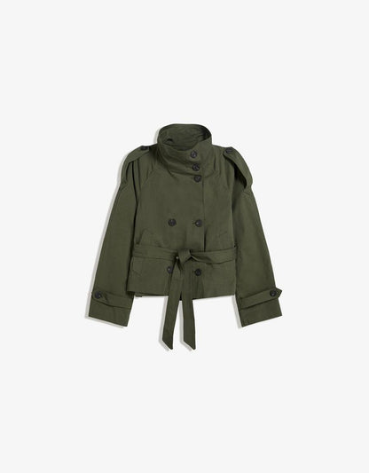 Elvire - Modischer Kurzer Frühlings-Trenchcoat für Frauen, Mit Knöpfen und Taillengürtel