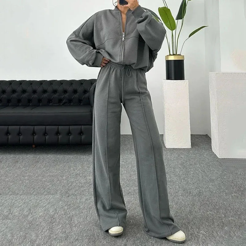 Séraphine - Damen Sweatanzug Elengate Komfortabel mit Hoher Taille und Weitärmel-Jacke