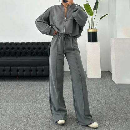 Séraphine - Damen Sweatanzug Elengate Komfortabel mit Hoher Taille und Weitärmel-Jacke