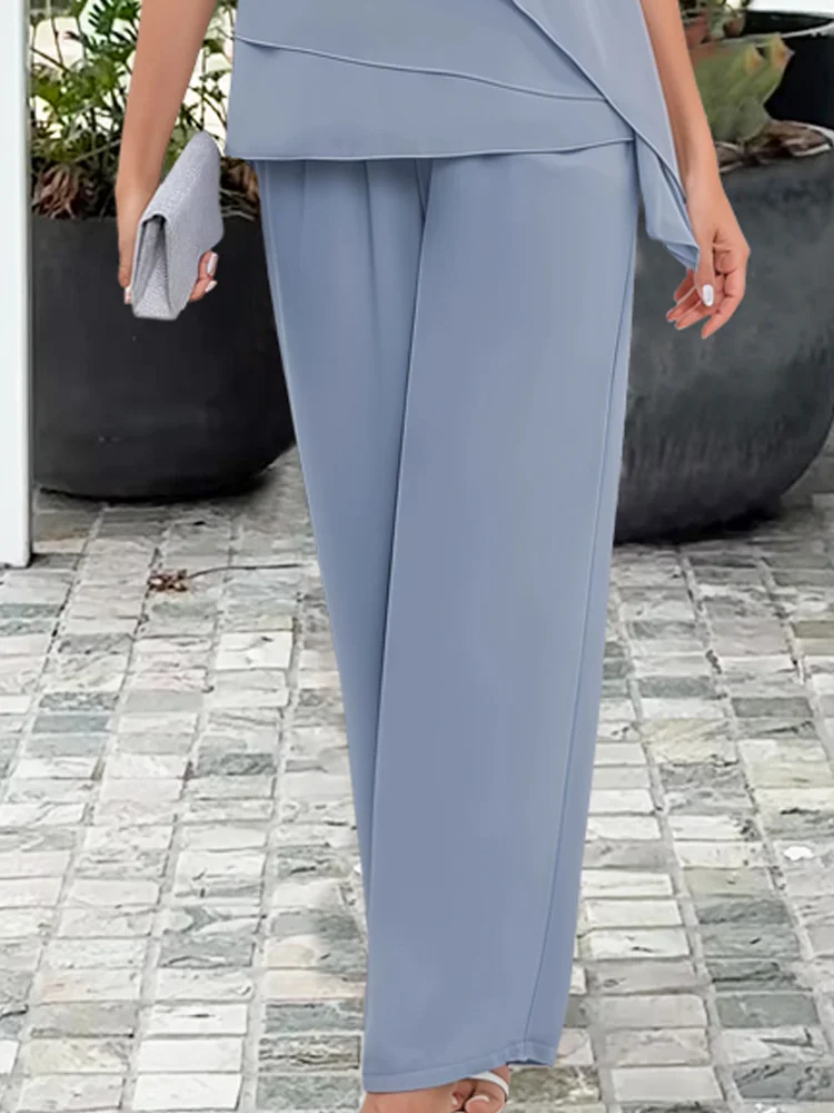 Jorielle - Elegantes Damen Sommer Ensemble mit asymmetrischem Oberteil und atmungsaktivem Stoffhose