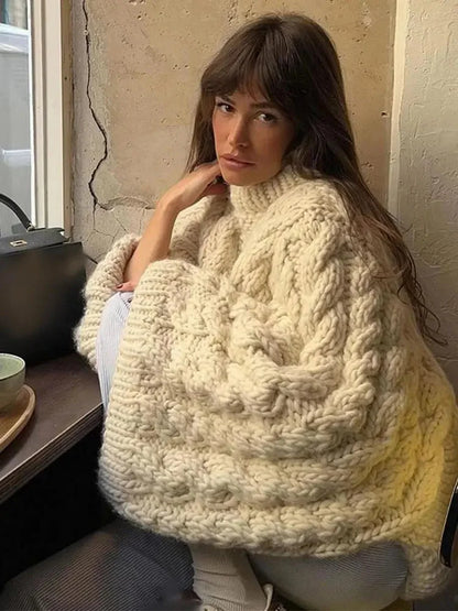 Marguerite - Elegantes Oversize-Strickkleid mit langen, weiten Ärmeln für den Frühling und Herbst für Frauen